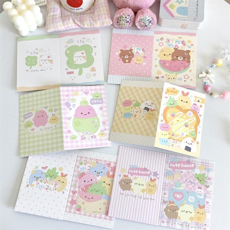 10 Pcs Kawaii Cartoon Folding Page for Girl  3-inch Photo Card Packing Protective Decor Board Card Packaging