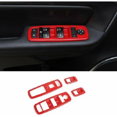 Car Window Lift Trim Switch Panel Accessories Trim for Dodge Charger 2011-20 Red