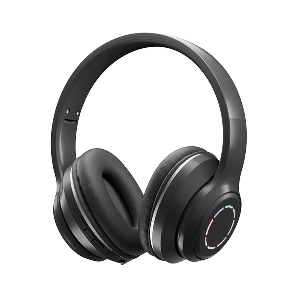 Casque Bluetooth sans fil pliable avec micro Lumière LED Grands casques Casque de jeu Écouteur stéréo pour musique pour téléphone portable Ordinateur portable