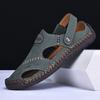 Men Handmade Summer Sandals Breathable Leather Shoes Man Outdoor Men Sandals Antiskid Beach Sandals Hollow Shoes Fashion
