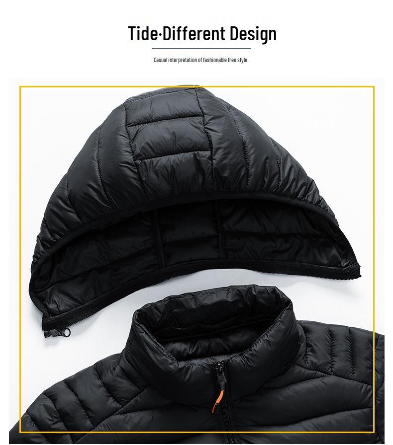Men's Plus Size Multicolor Lightweight Cotton-Padded Winter Jacket with Detachable Hood