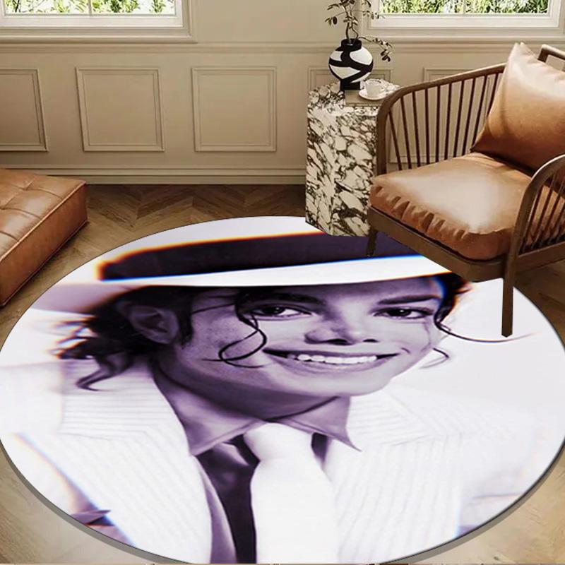 Metallic Hair Style Michael muisc Round Rug for Livingroom,Bedroom, Palyroom, Chair Rug, Area rug, Circle Carpet, Large Size Fan Christmas gift