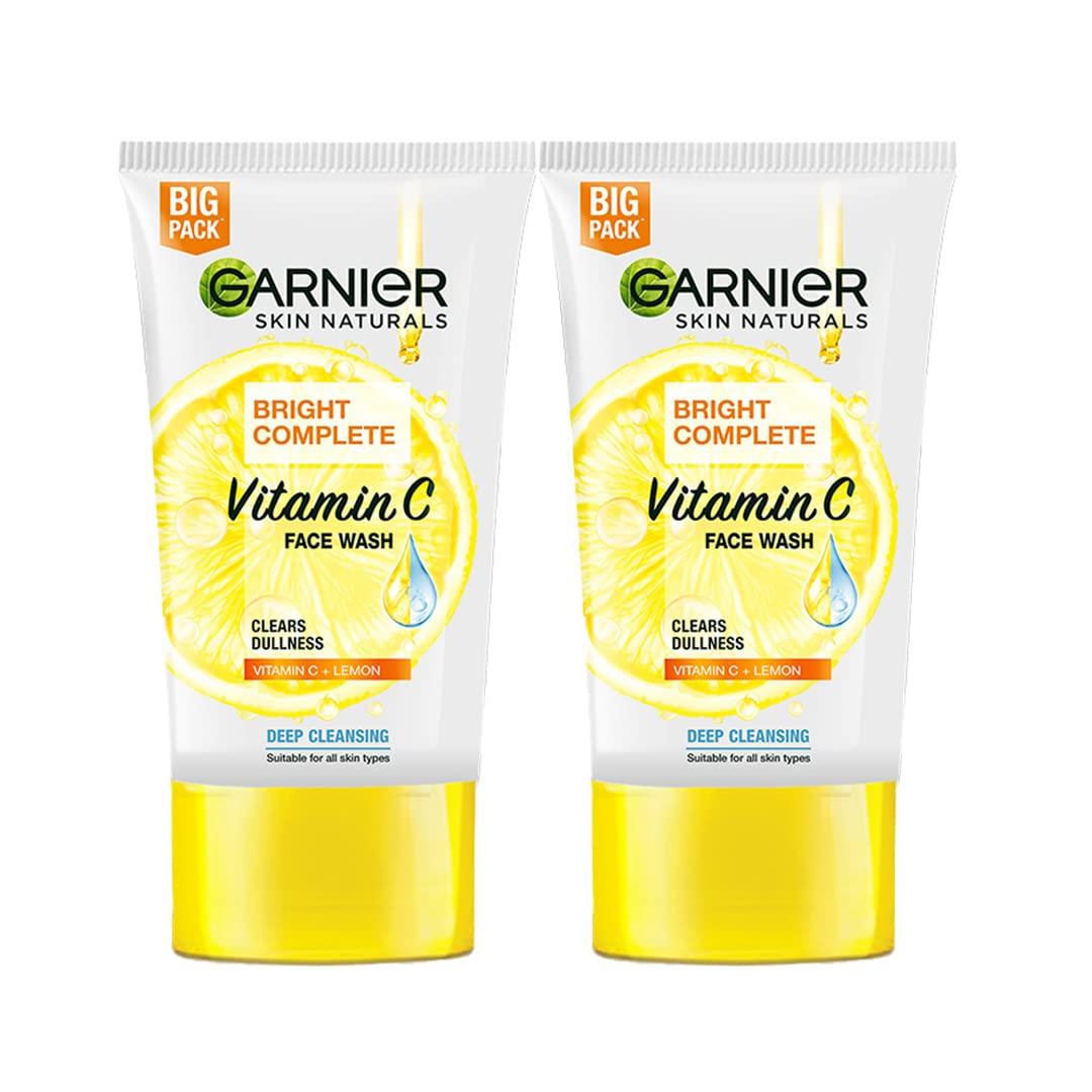 Garnier Skin Naturals Bright Complete Vitamin C Facewash, For Brighter and Glowing Skin - Daily Cleanser, 150g (Pack of 2)