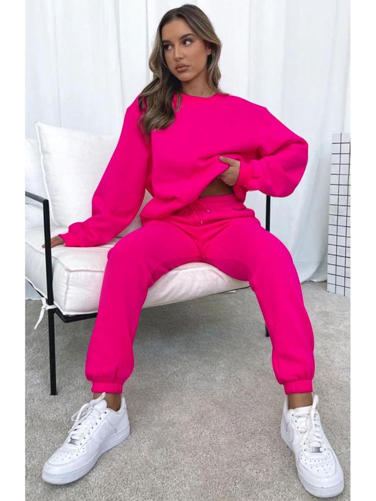 European Winter Women's Printed Hoodie & Pants Set