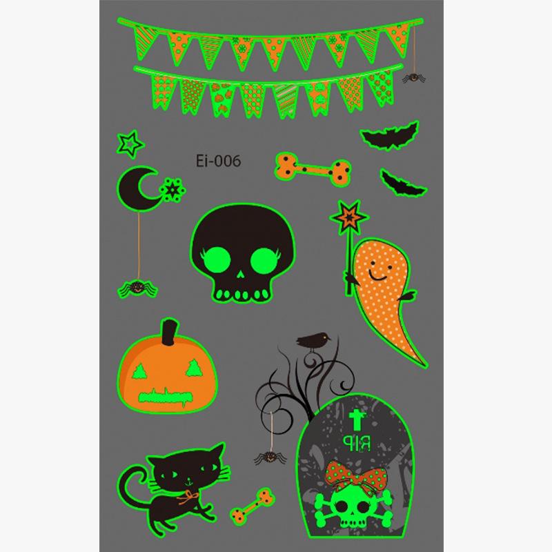 

Водонепроницаемые временные татуировки на Хэллоуин: Светящиеся наклейки с тыквой и паутиной для всех возрастов Luminous 75*120mm