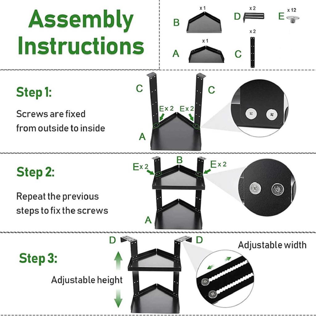 0A-Storage Organizer Cubicle Shelf Corner Adjustable Height Accessories With Hook