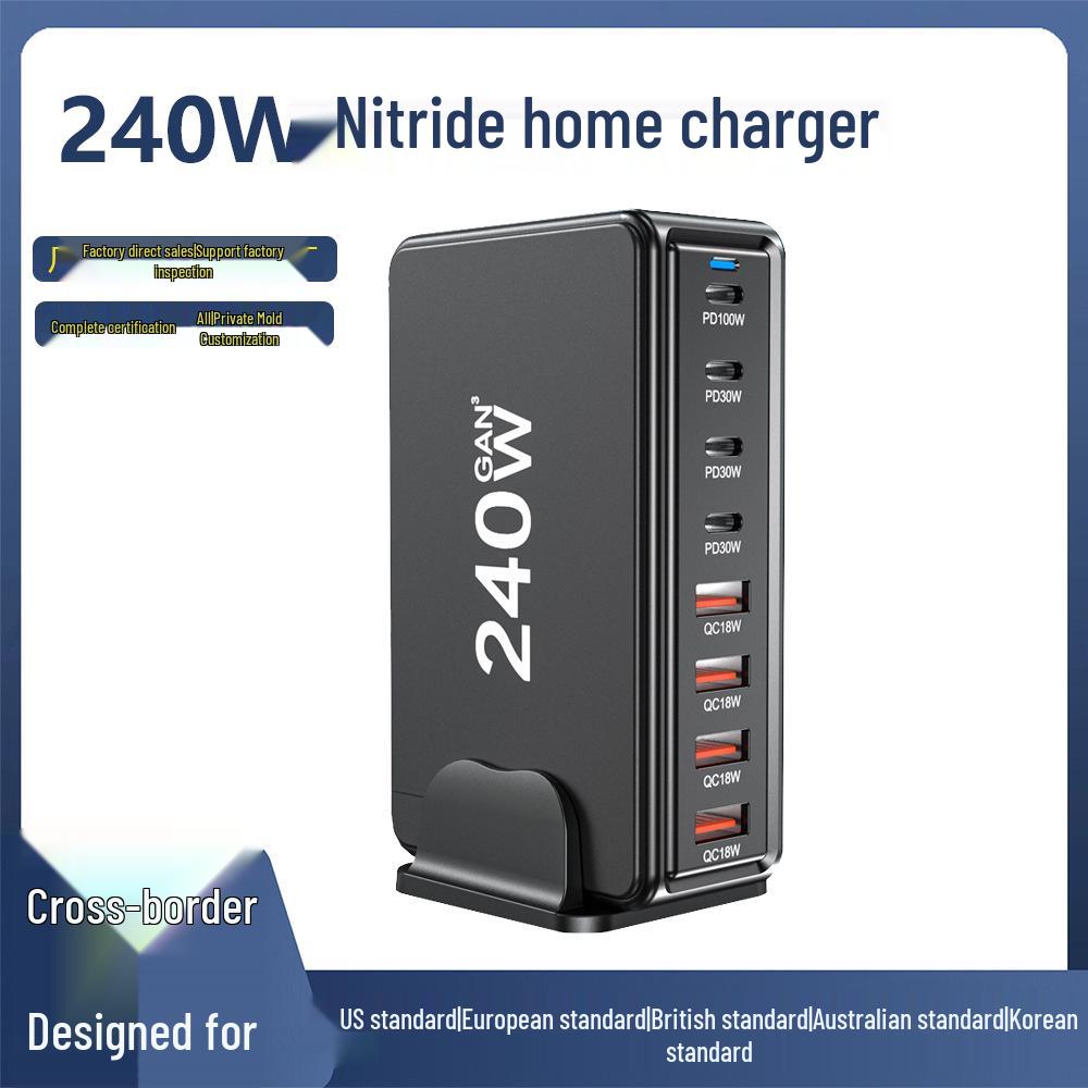 240W Multi-Port GaN Charger for Phones, Tablets, Laptops, Desktops - 20V/5A Universal Charging