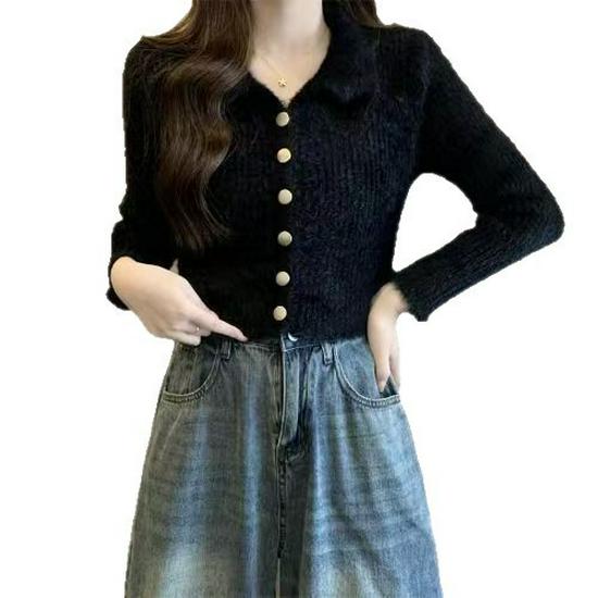 Women's French Soft Knit Long Sleeve Cardigan - Versatile Spring/Autumn 2025 Collection