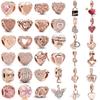 New Authentic Copper Rose Gold Lock An Arrow Through The Heart Charm Suitable For Authentic Wrist Bracelet Accessories Women Jewelry