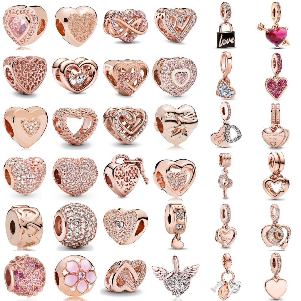 New Authentic Copper Rose Gold Lock An Arrow Through The Heart Charm Suitable For Authentic Wrist Bracelet Accessories Women Jewelry