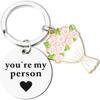 You My Person Stainless Steel Keychain Romantic Couple Design Fashion Keyring Practical Valentine's Day Gift for Wife