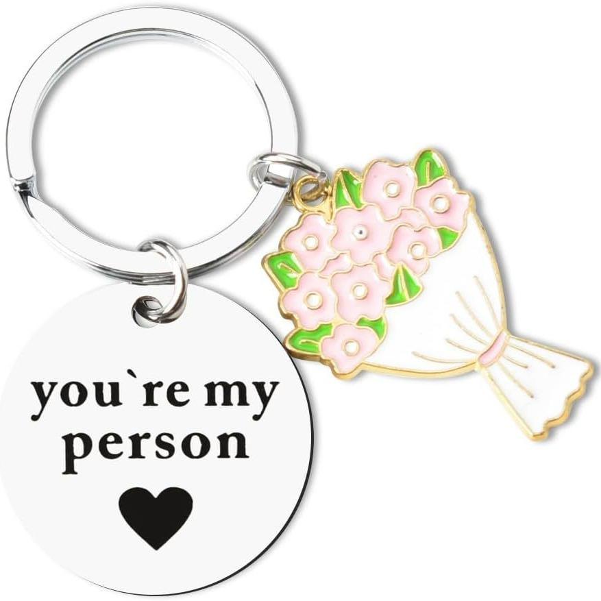 You My Person Stainless Steel Keychain Romantic Couple Design Fashion Keyring Practical Valentine's Day Gift for Wife