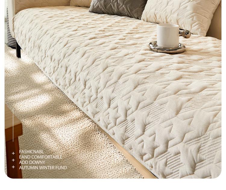 Sofa Seat Slipcovers Solid Color Plush Jacquard Housse Canape Dangle Sofa Protector Home Decor Fleece Sofa Cover for Winter Warm
