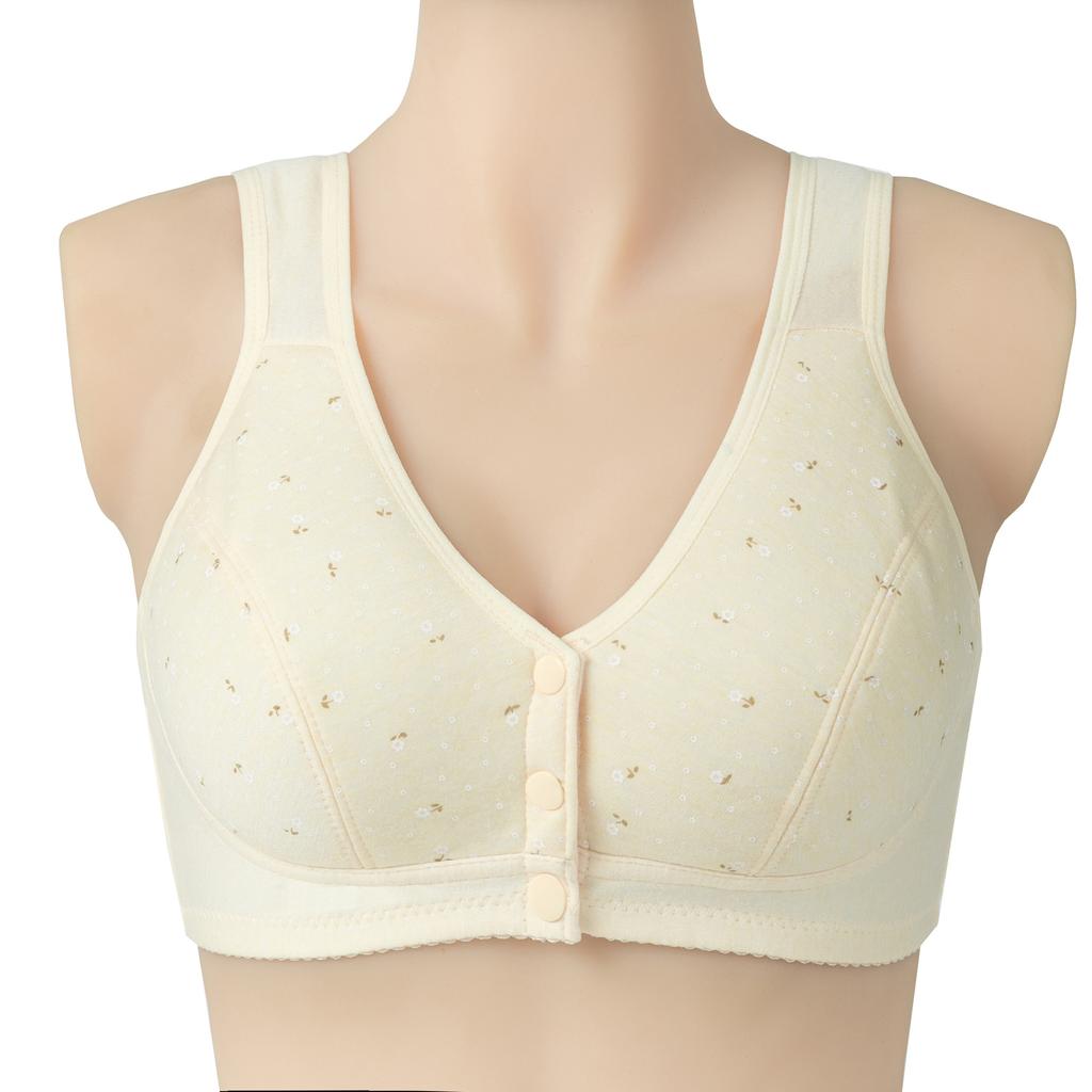 Middle-aged and Elderly Underwear Light Front Buckle Thin Section Mom Soft Cotton Ladies Undershirt Type Without Steel Ring Big Yards Comfortable Bra