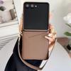 Leather Wallet Phone Case For Samsung Z Flip 8 7 6 5 4 Card Slot Soft Cover For Galaxy Z Flip8 Flip7 Wrist Strap Chain Cover