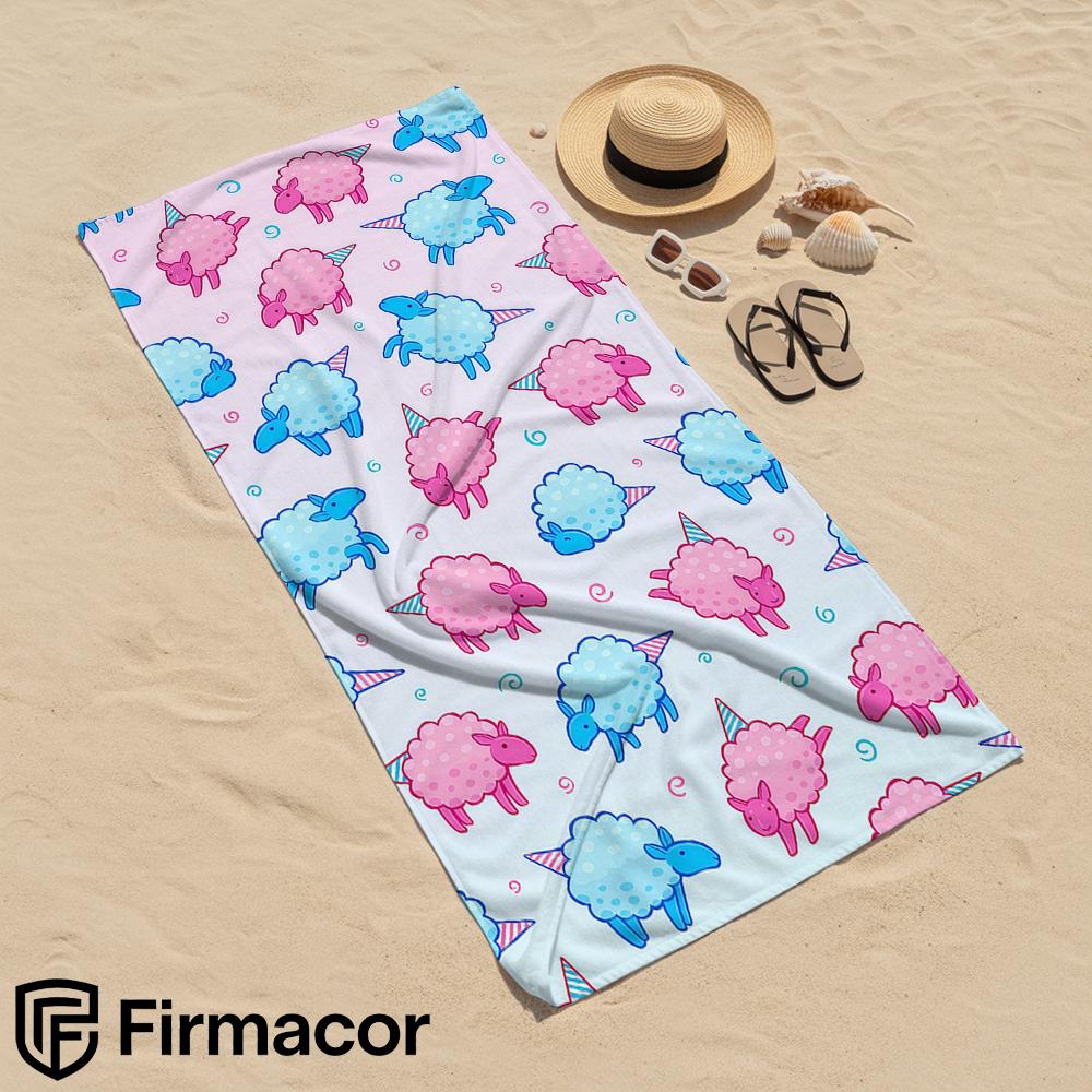 Hat Pink Blue Sheep Microfiber Beach Towel Quick Dry Sand Free Oversized Soft Absorbent Bath Towel for Swimming Pool Travel Gym