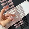 30 Pre-made Sized Wearable Nail Tips, French Blush Cat Eye Gradient, Semi-finished & Detachable