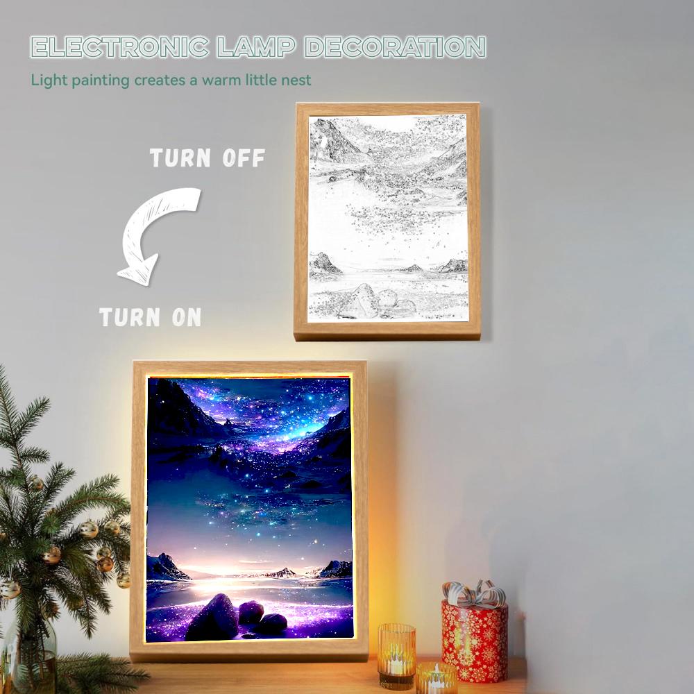 Table Decoration Light Painting Photo Frame Modern Landscape Led Night Light Bedside Bedroom Home Decor Christmas Gift Moon Lamp