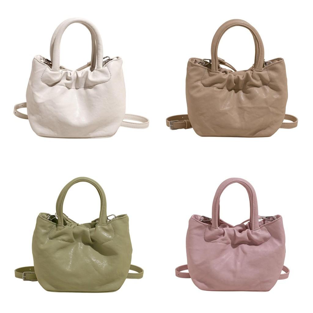 Pu Pleated Design Shoulder Bag For Women Summer Fashion Minimalist Daypack With Magnetic Closure
