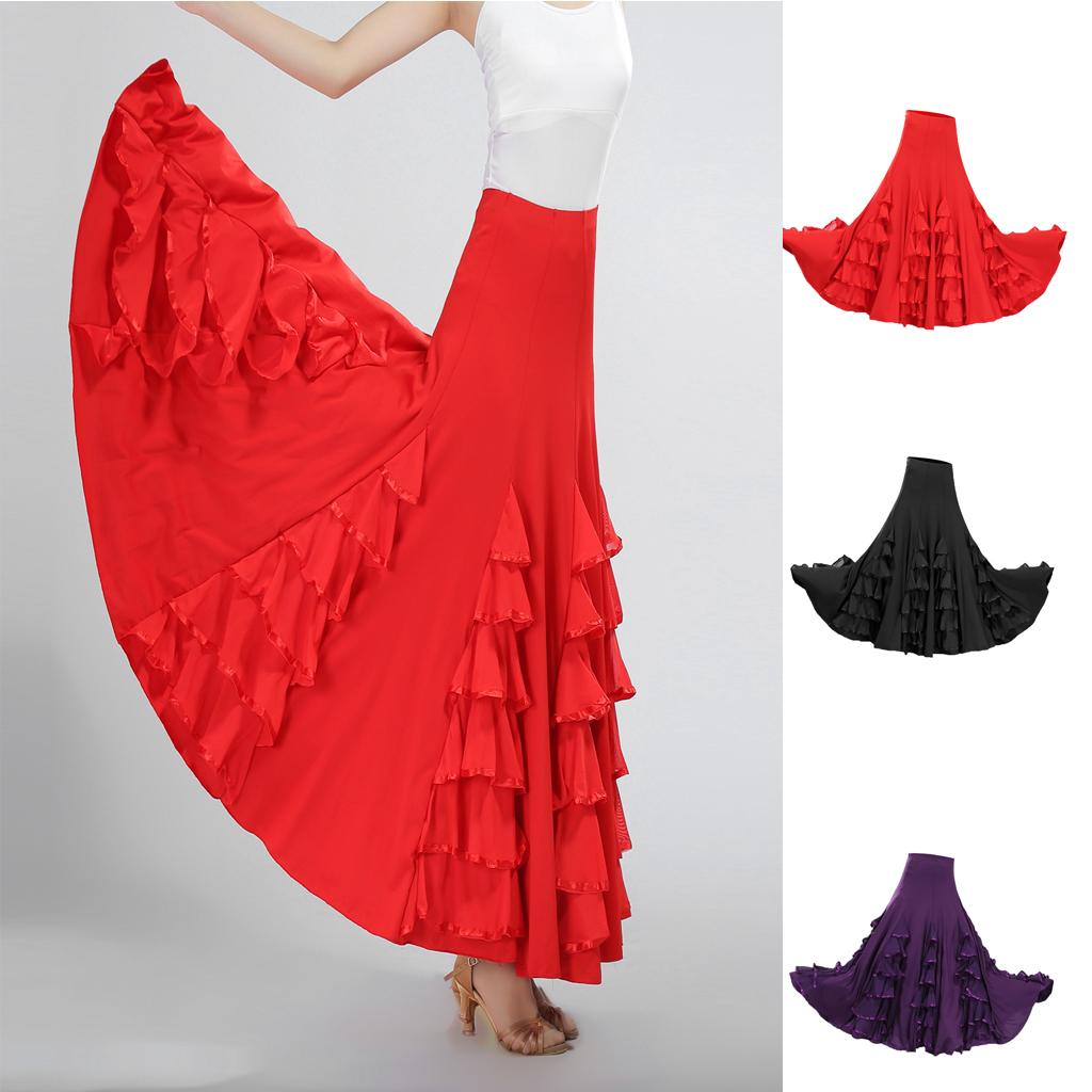 Ballroom Dance Dresses Practise Dancing Dress Modern Waltz Tango Skirt - Purple, As Described