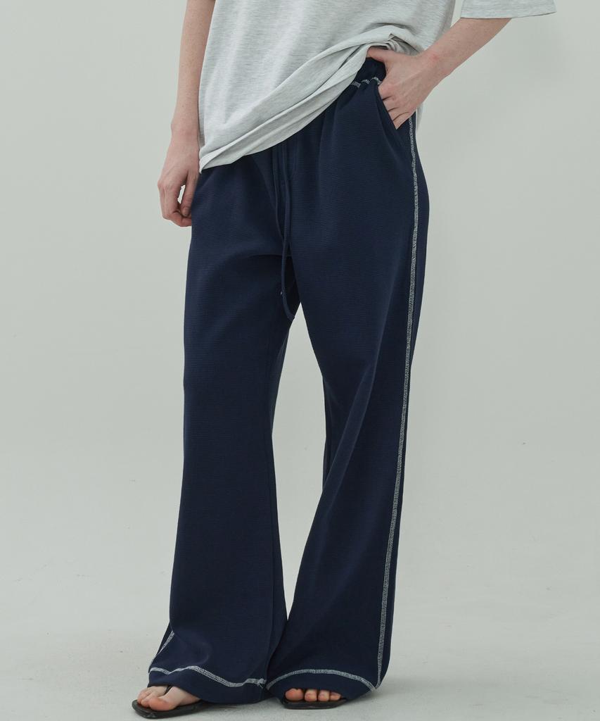 MOTT Waffle Stitch String Pants - Navy