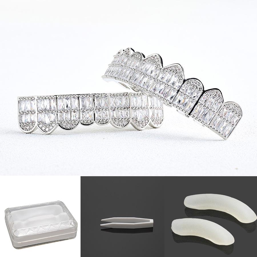 Hot Selling Halloween Hip Hop Grillz: Real Gold Plated Copper, Punk Zircon Paved, Big Gold Tooth Jewelry.