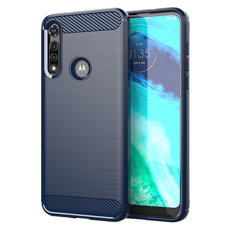 

Для Motorola Moto G Fast Power Case Cover Moto G5S G6 G7 G8 G9 Plus Play мягкий резиновый противоударный бампер чехол для телефона из углеродного волокна Moto G8 Plus синий