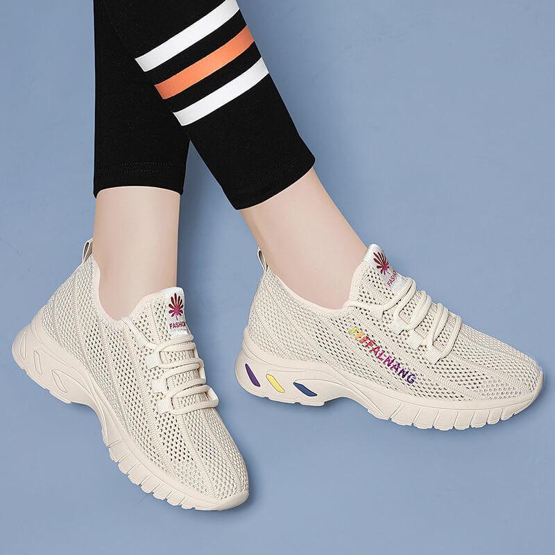 Summer mesh breathable women's shoes lightweight casual sports shoes women's beige black shoes women's hair