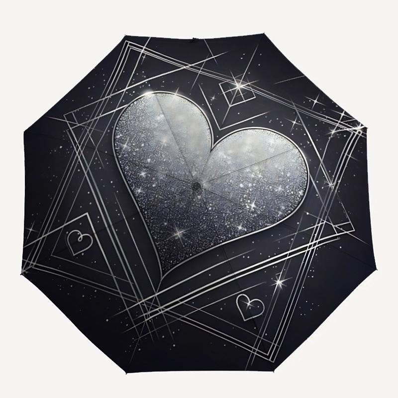 

1pc Heart Galaxy Automatic Folding Umbrella - Portable Collapsible 8-Rib Umbrella for All Seasons yy251119186