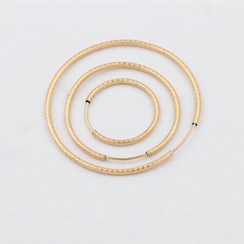 Genuine 14K Gold Filled Earrings Jewelry 1.5mm Thick Patterned Ear Hoops 1.5x20mm