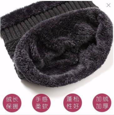 Hat Men's Winter Warm Ear Protection Fleece Knitted Hat Thickened Scarf Two-piece Set Cross-border Autumn and Winter Wool Hat