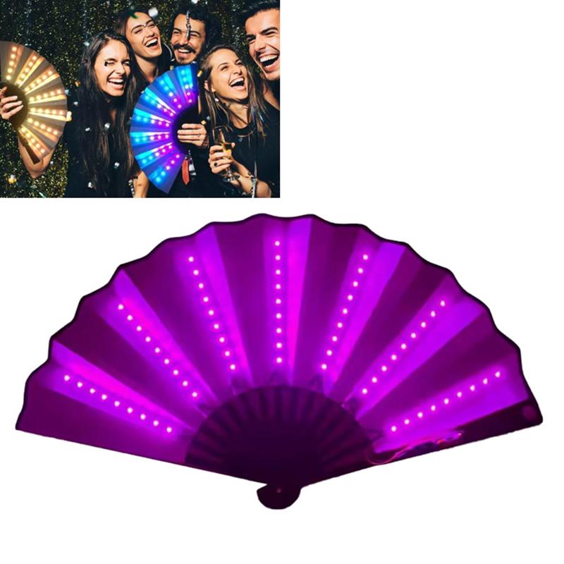 Glow Folding Led Fan Dancing Light Fan Night Show Halloween Christmas Rave Festival Accessories Glow In The Dark Party Supplies