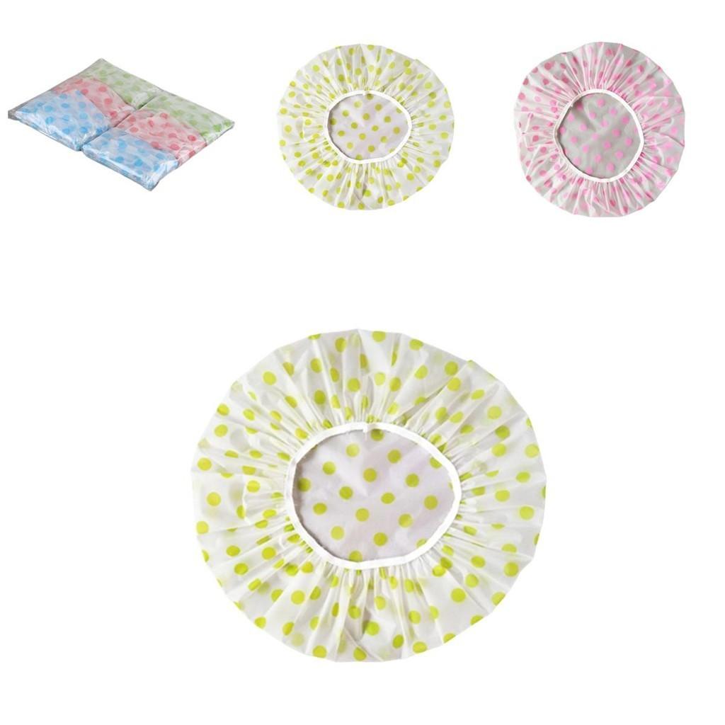 Thickening Oil-proof Shower Cap Reusable Blue/yellow/pink Polka Dot Spa Cap