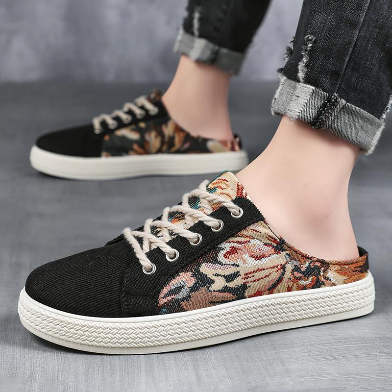 Men's shoes summer new sandals men's fashion printed trend slippers soft sole comfortable casual shoes daily versatile single shoes