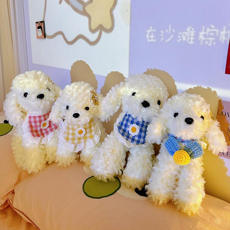 Simulation puppy doll cute teddy dog bib plush toy children's gift grab machine doll wedding