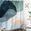 "1pc Abstract Blue Green Shower Curtain - Overlapping Layers, Fluid Shapes, Soft Watercolor, Serene & Ethereal