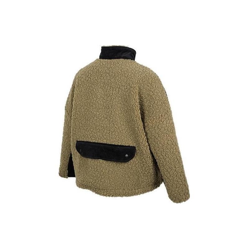 Adidas Originals Sherpa Mix W Logo Embroidered Spliced Lamb Fleece Stand Collar Jacket Women Jacket HY4256