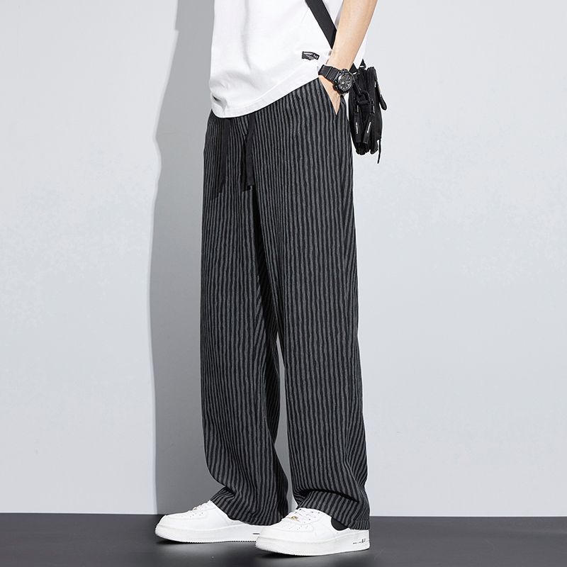 Men's Trousers Sense Featuring Unique Stripe Drapey Wide-leg Relaxed Straight Casual Wear