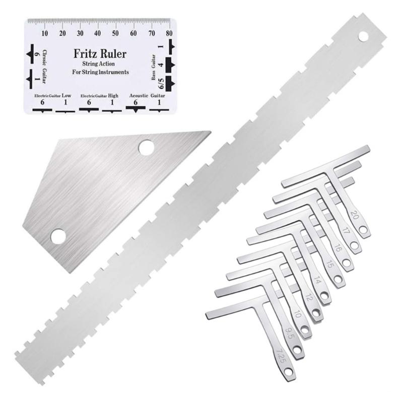 

Professional Guitar Repair Tool Set Featuring Radius Gauge and String Action Ruler Suitable for Accurate Measurements 1