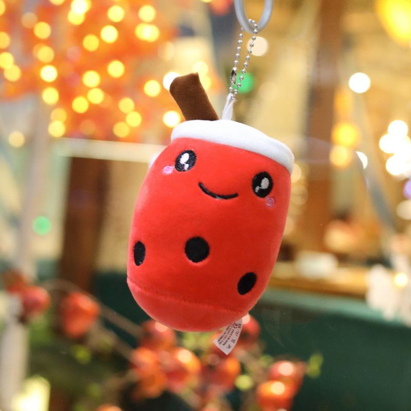 Cute Milk Tea Cup Pendant Plush Toy Cartoon Milk Tea Doll Bag Pendant Keychain