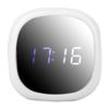 Household Multi Functional LED Alarm Clock Desktop Makeup Mirror Surface Digital Mute Clock for Bedroom(White )
