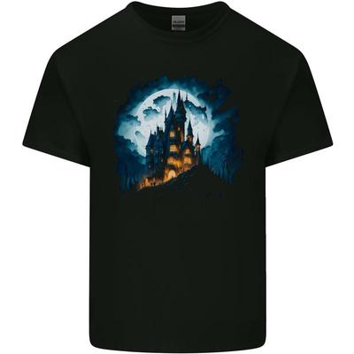 A Haunted Castle Fantasy Halloween Cotton Mens T-Shirt - Men's Summer Cotton Graphic Tee