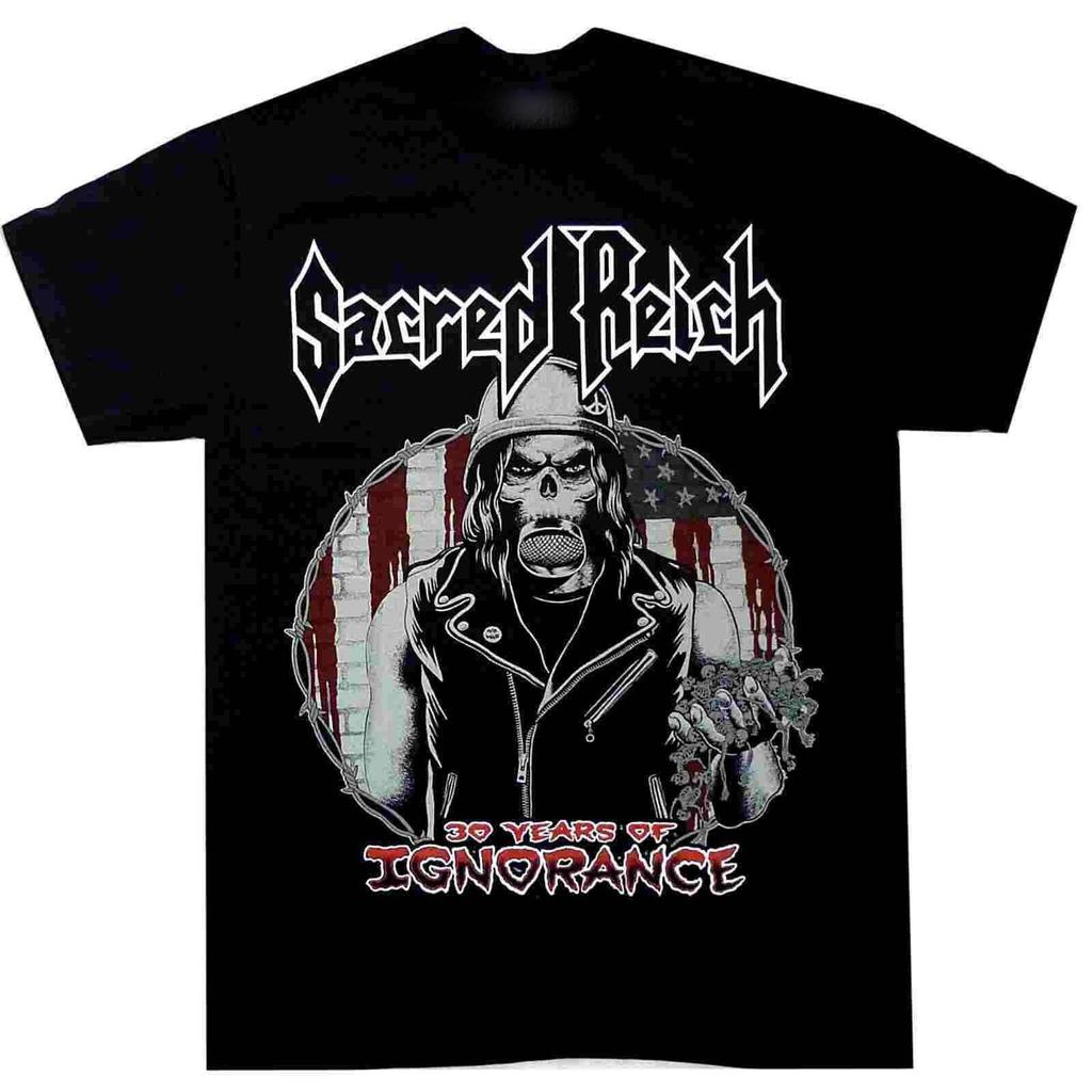 Vtg Sacred Reich Groupe Coton Lourd Toutes Tailles Noir Unisexe Chemise Classique BL012