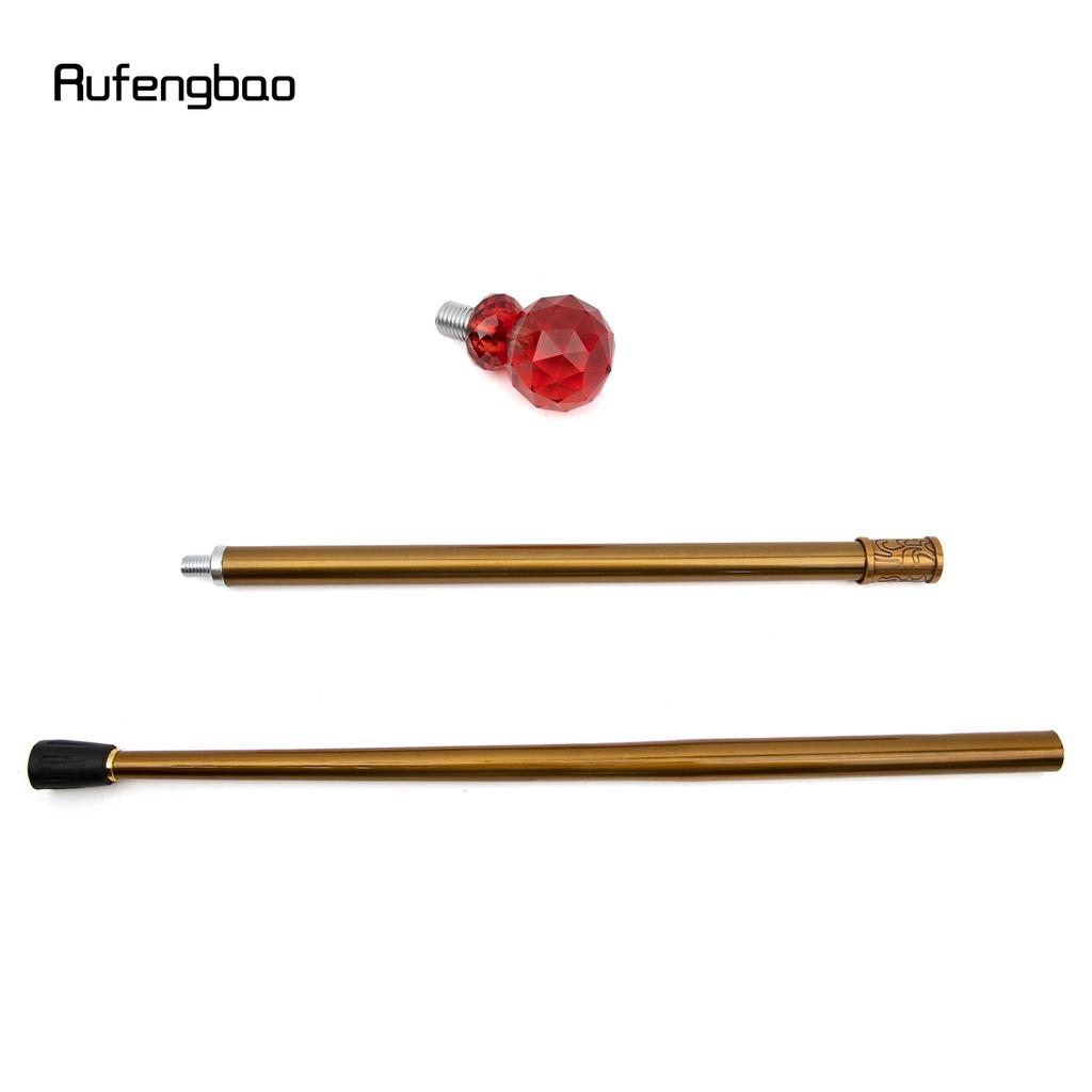 Red Glass Ball Walking Cane Fashion Decorative Luxury Stick Decorative Cane Elegant Fashion Cosplay Alloy Crosier Stick 92cm