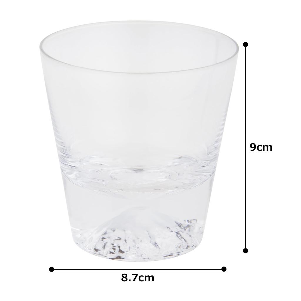 [Authentic Product] Tajima Glass "Edo Glass" Mt. Fuji Rock Glass, Approx. 9cm Diameter x 9.5cm Height, Approx. 270ml Capacity, Mt. Fuji Design, Transp