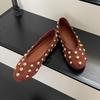 Fashion Luxury Footwear Round Toe Ladies Flats Shoes Female Shallow Fashion Metal Rivet Women Flats Slip On Shoes Big Size 43 Lady