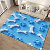 Bones and Paw Prints on Blue Rug Non-slip rug suitable for living room and bedroom sofas.