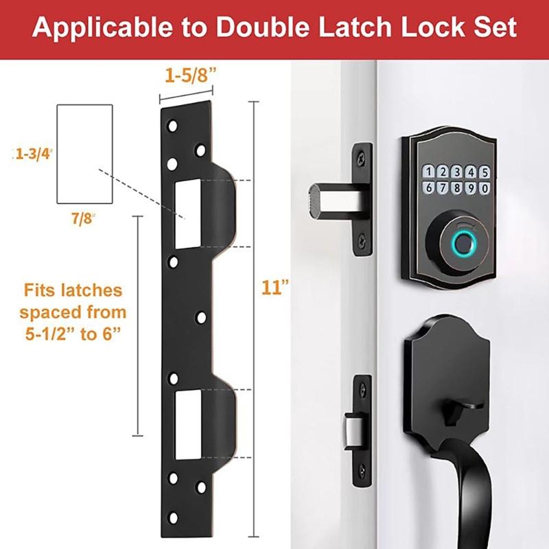 Stainless Steel Door Latches Security Strikes Plate With Double Steel Plates For Door Lock Thick Door Back Plate