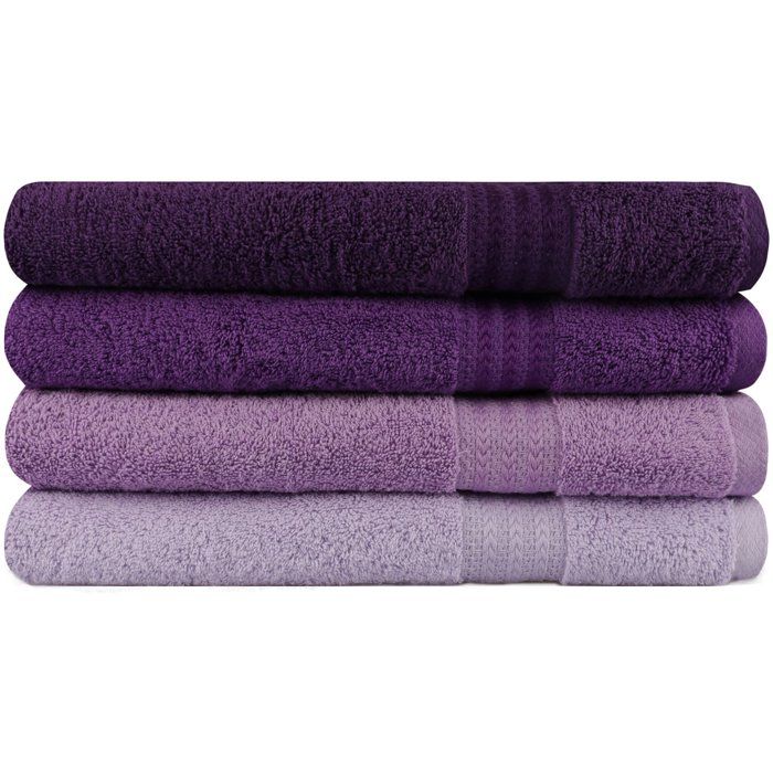 Ensemble de 4 serviettes de bain - 70 x 140 cm - Violet