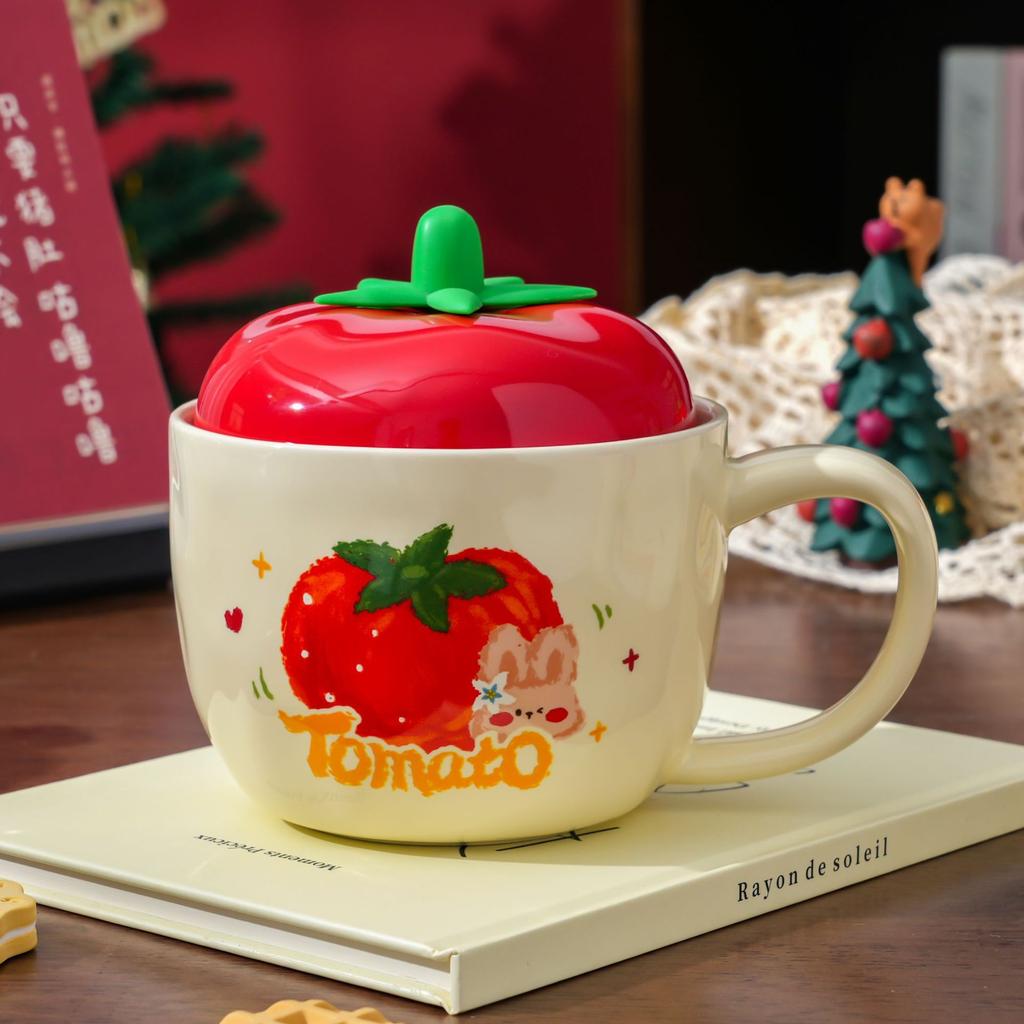 Cute Apple Christmas Ceramic Mug Girl Best Friend Water Cup Gift with Lid Cup Christmas Ceramic Mug
